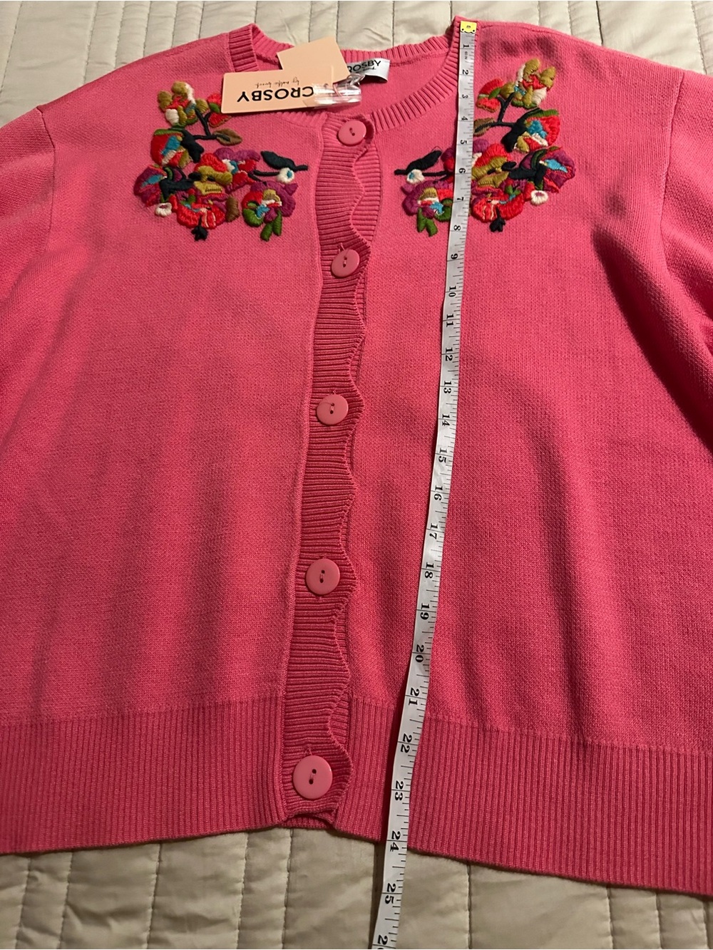 CROSBY by Mollie Burch Floral Embroidered Neckline Button cardigan - Picture 12 of 16